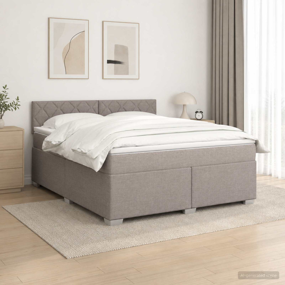 vidaXL Cama con Base Tapizada, Colchón y Luz LED Topo 160 x 200 cm