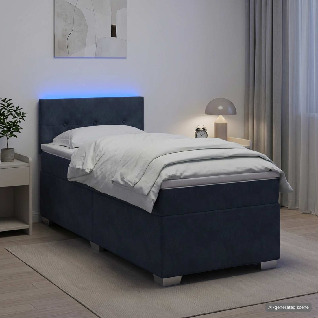 vidaXL Cama con Base Tapizada, Colchón y Luz LED Gris oscuro