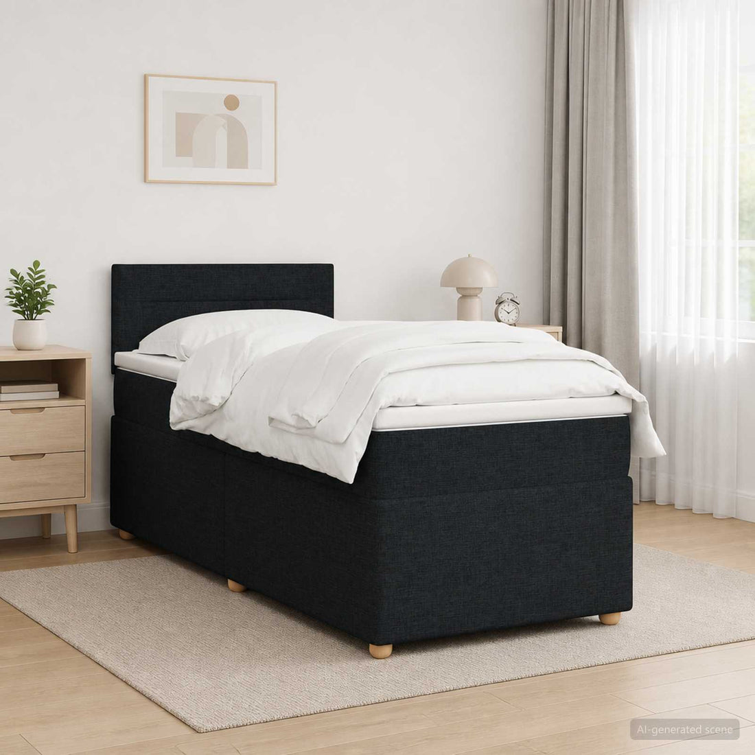 vidaXL Cama box spring con colchón Negro 100 x 200 cm Tela