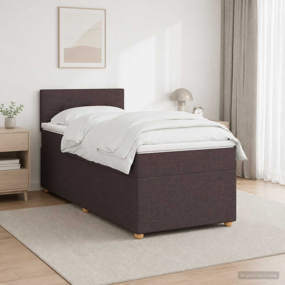vidaXL Cama box spring con colchón Marrón Oscuro 80 x 200 cm Tela