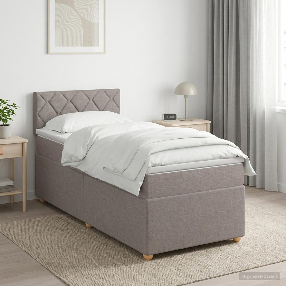 vidaXL Cama box spring con colchón con tiras LED Topo 90 x 200 cm Tela