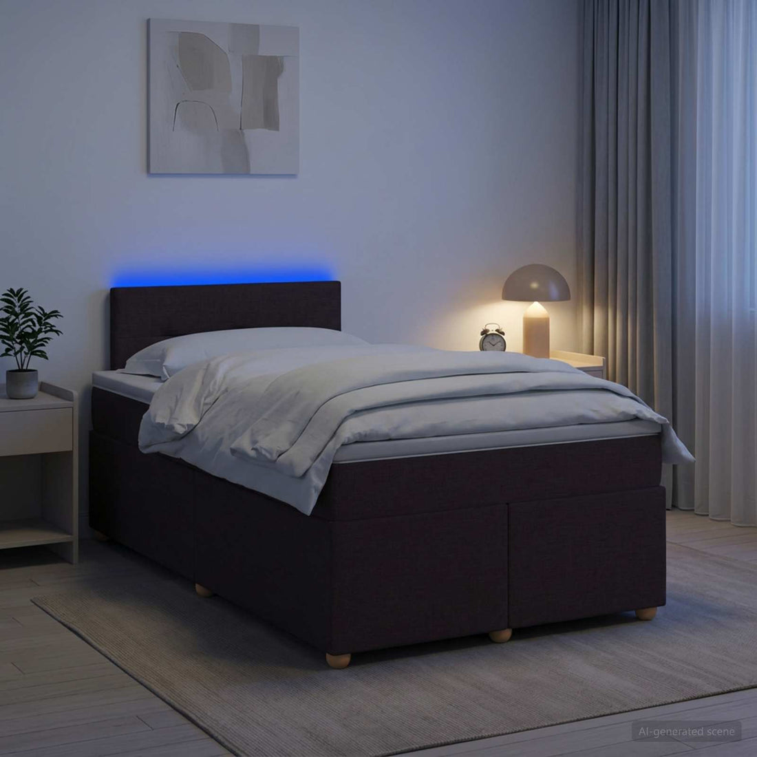 vidaXL Cama box spring con colchón Marrón Oscuro 120 x 200 cm Tela