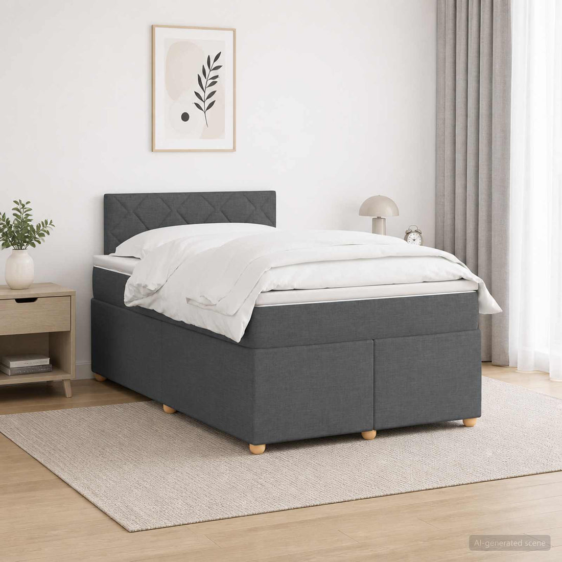 vidaXL Cama box spring con colchón Gris oscuro 120 x 200 cm Tela