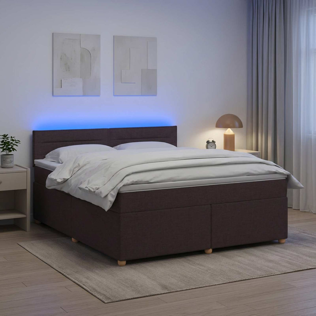 vidaXL Cama box spring con colchón Marrón Oscuro 140 x 200 cm Tela