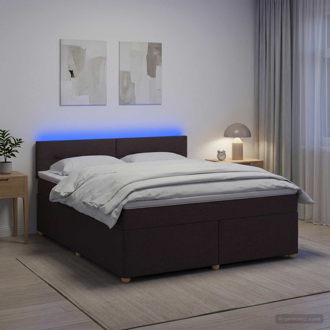vidaXL Cama box spring con colchón Marrón Oscuro 140 x 200 cm Tela