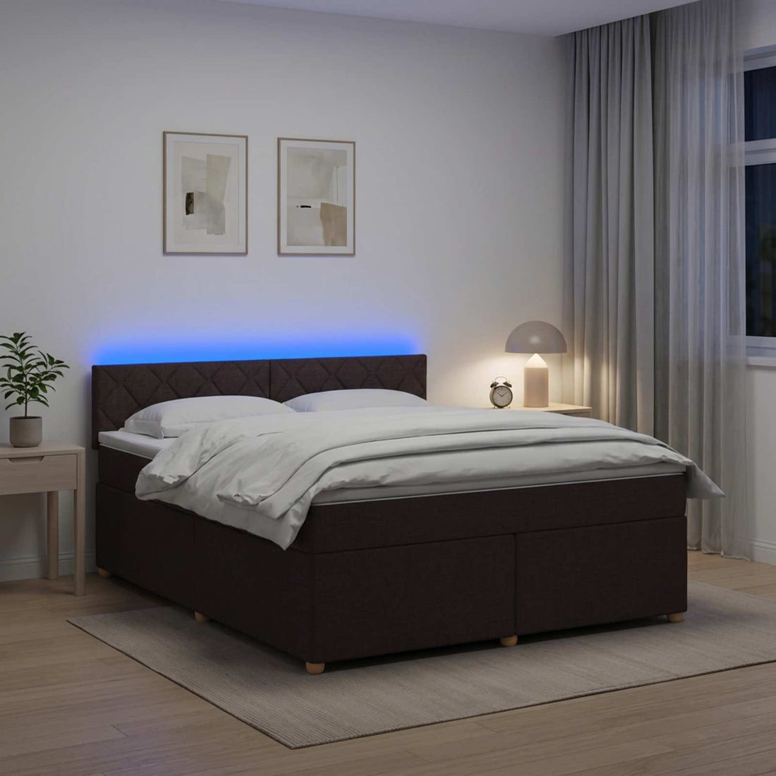 vidaXL Cama box spring con colchón Marrón Oscuro 180 x 200 cm Tela