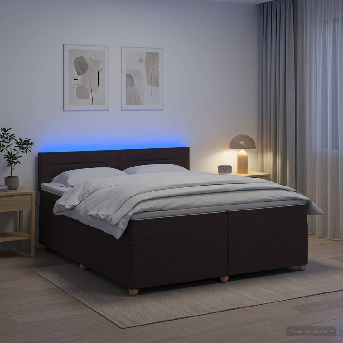vidaXL Cama box spring con colchón Marrón Oscuro 200 x 200 cm Tela
