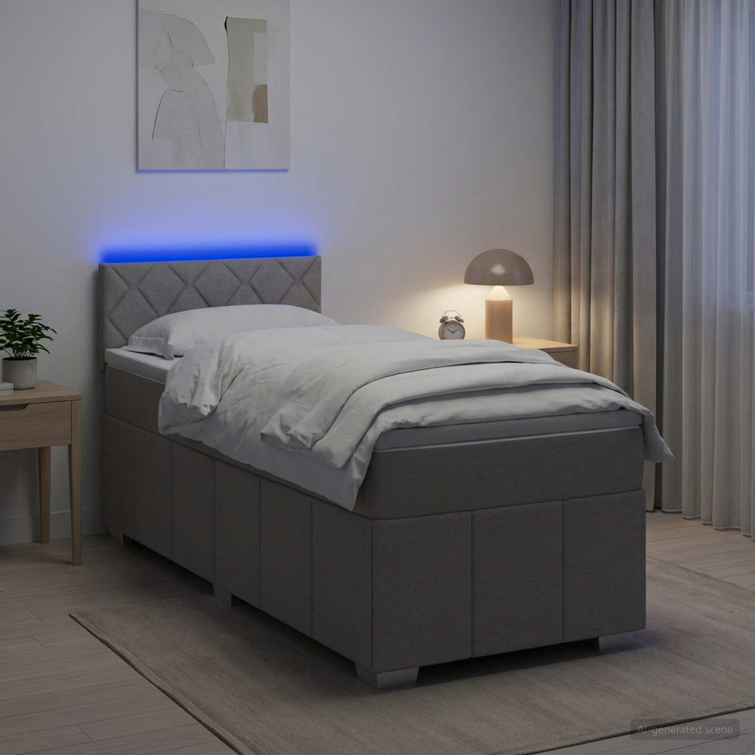 vidaXL Cama box spring con colchón Gris Claro 100 x 200 cm Tela