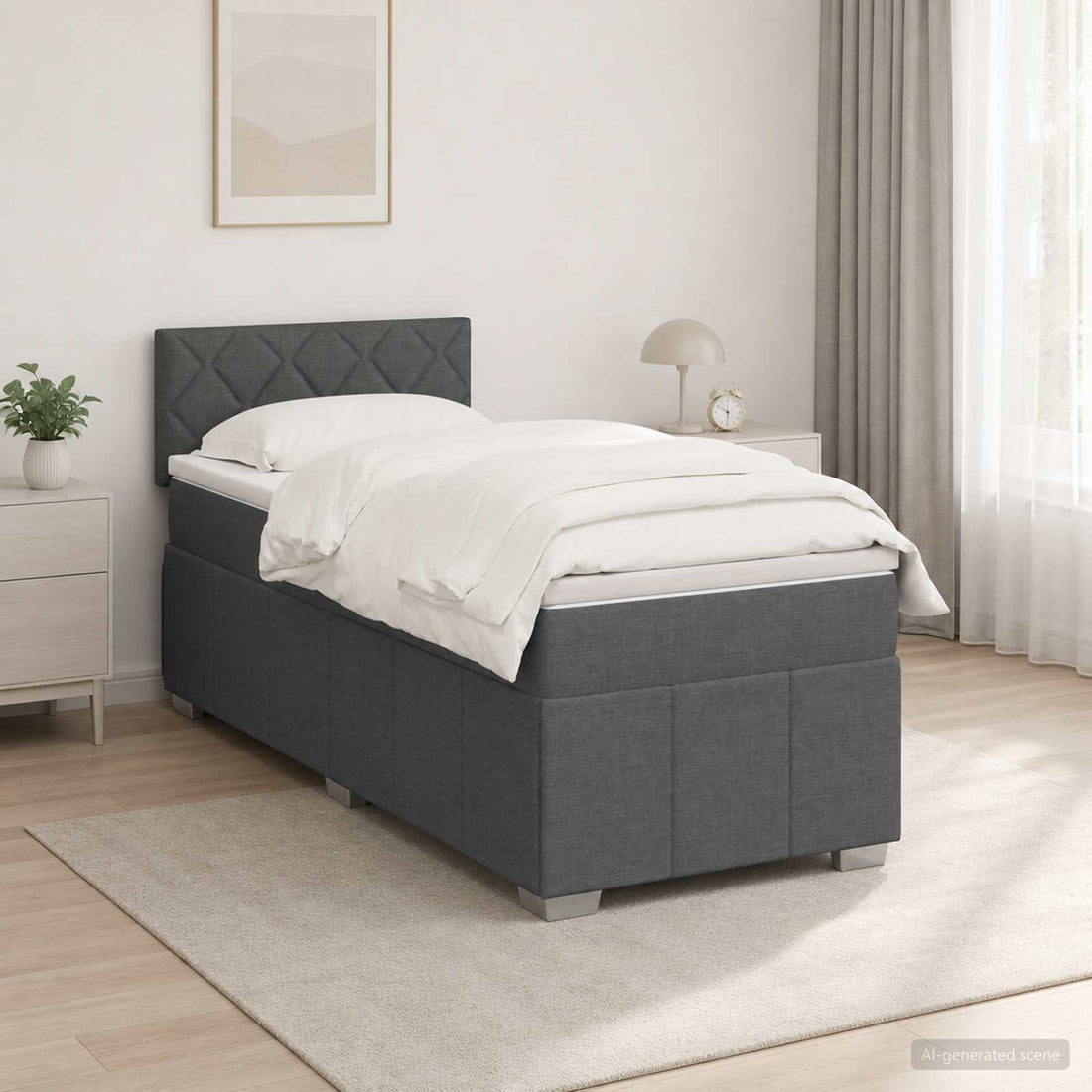 vidaXL Cama box spring con colchón Gris oscuro 80 x 200 cm Tela