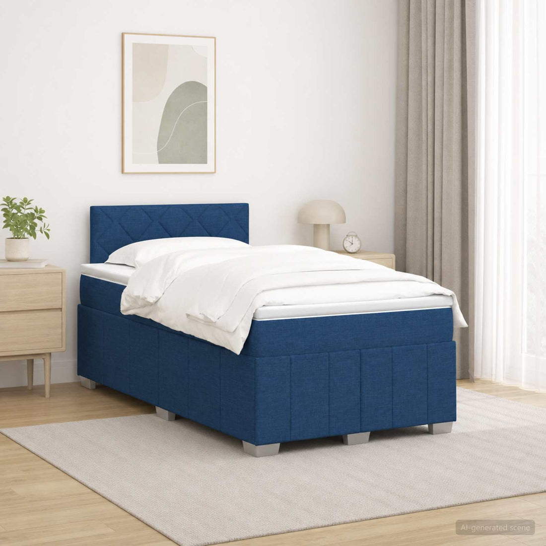 vidaXL Cama box spring con colchón con cabecera Azul 120 x 190 cm Tela