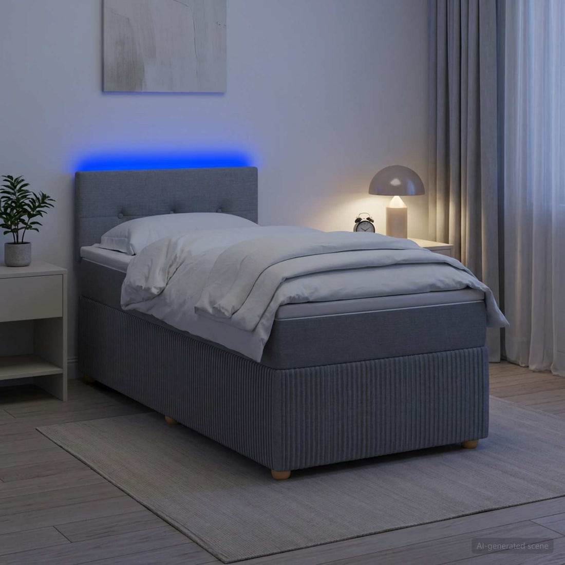 vidaXL Cama box spring con colchón Gris Claro 90 x 200 cm Tela