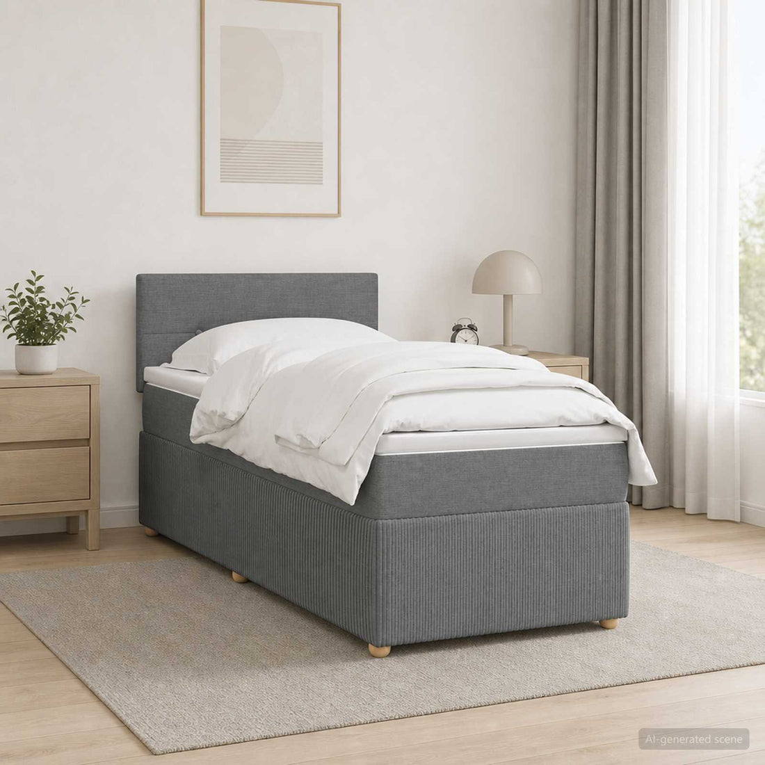 vidaXL Cama box spring con colchón Gris oscuro 100 x 200 cm Tela