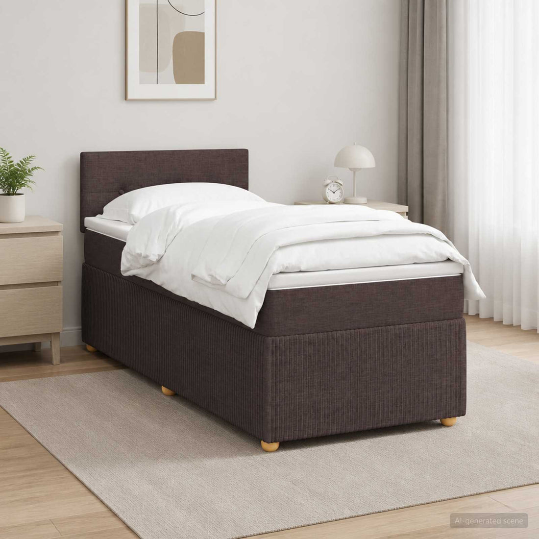 vidaXL Cama box spring con colchón Marrón Oscuro 100 x 200 cm Tela