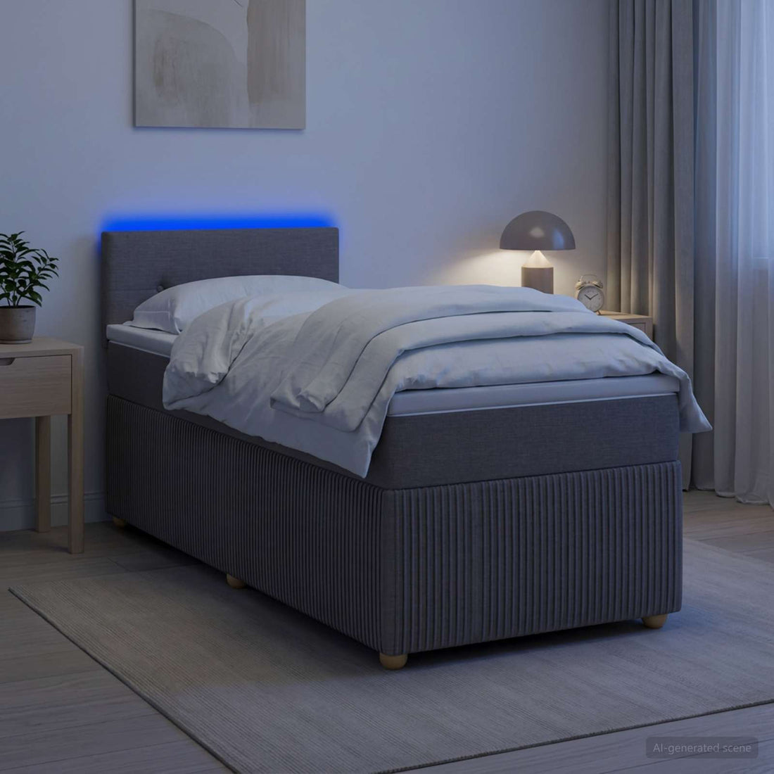 vidaXL Cama box spring con colchón con cabecera Topo 100 x 200 cm Tela