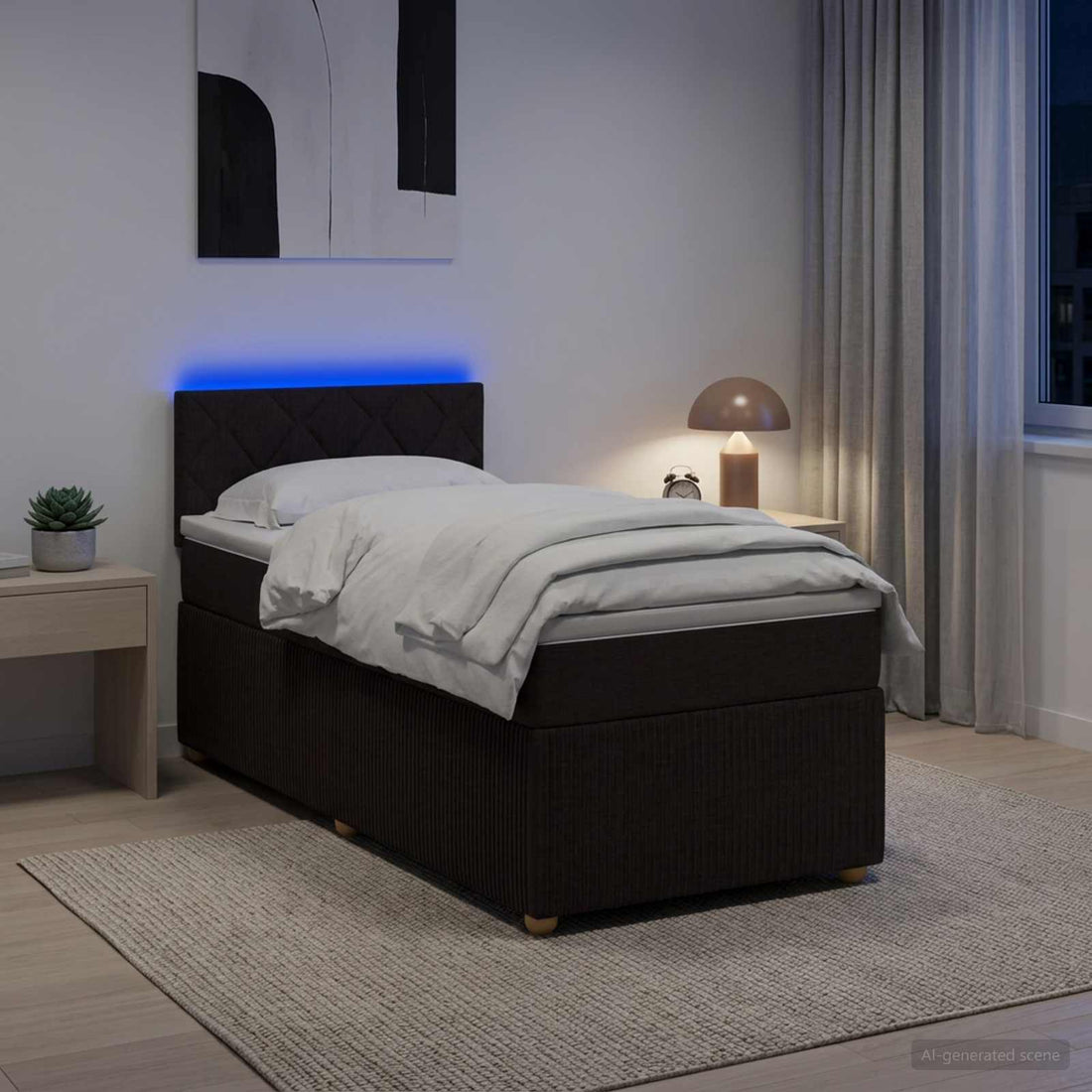 vidaXL Cama box spring con colchón Marrón Oscuro 90 x 200 cm Tela