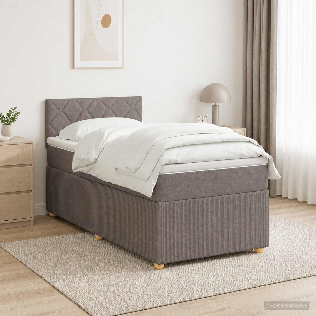 vidaXL Cama box spring con colchón con tiras LED Topo 90 x 190 cm Tela