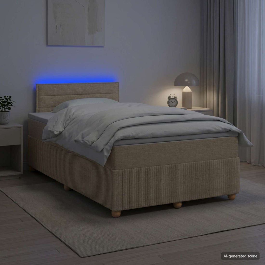 vidaXL Cama box spring con colchón Crema 120 x 190 cm Tela