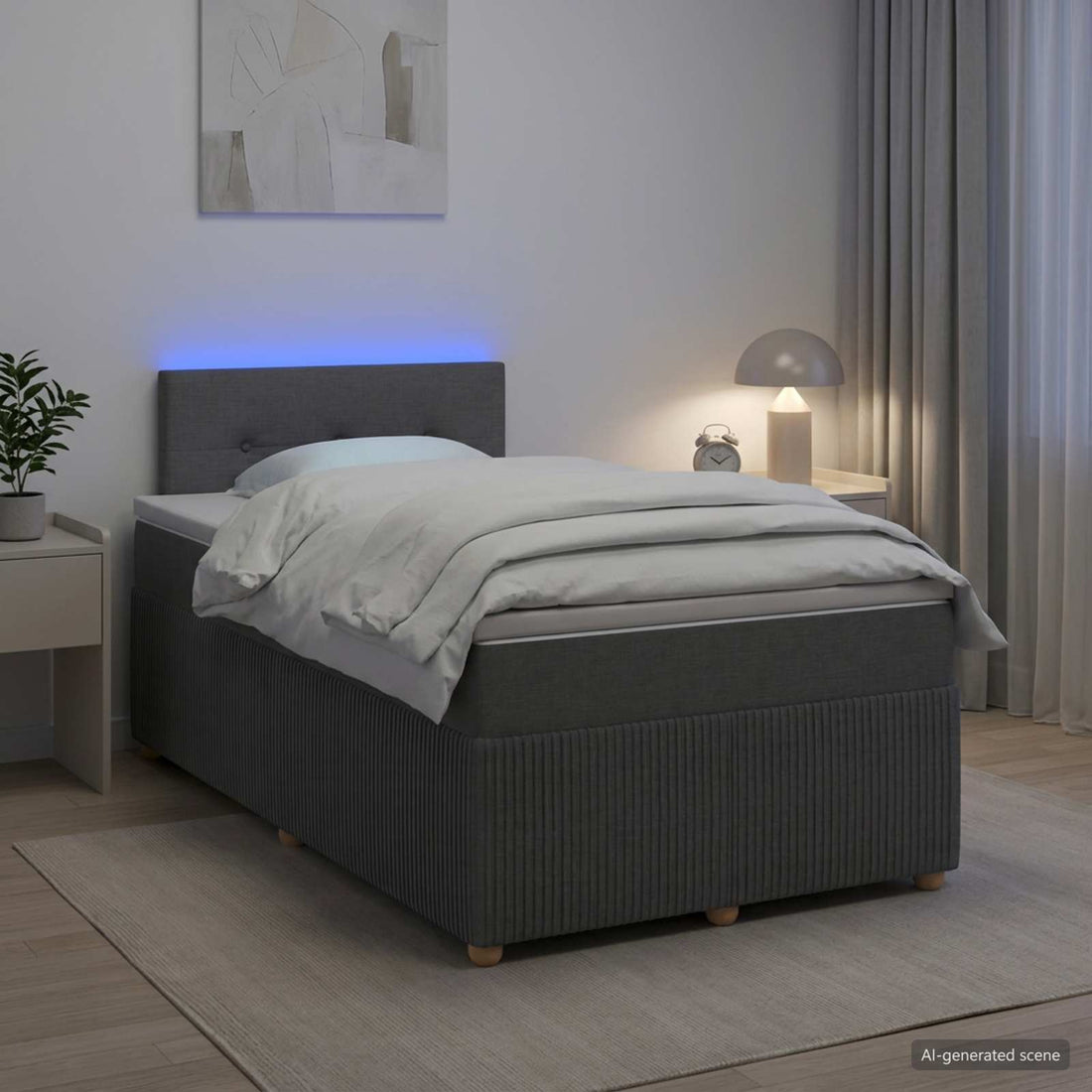 vidaXL Cama box spring con colchón Gris oscuro 120 x 190 cm Tela