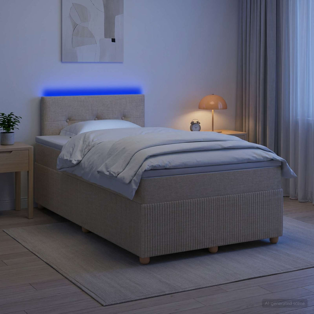 vidaXL Cama box spring con colchón Crema 120 x 190 cm Tela
