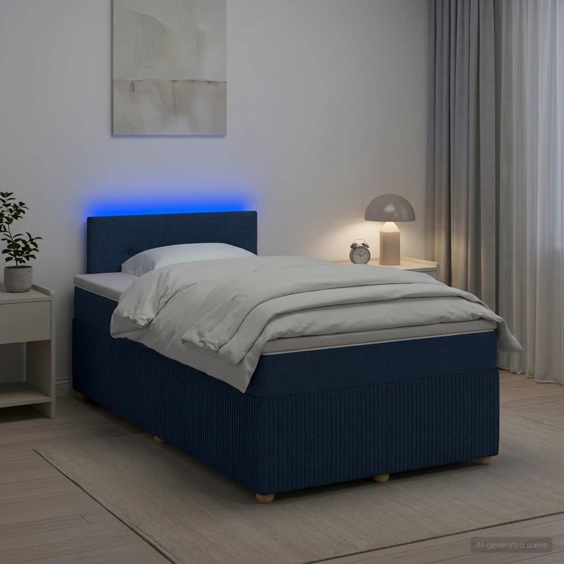 vidaXL Cama box spring con colchón con cabecera Azul 120 x 200 cm Tela
