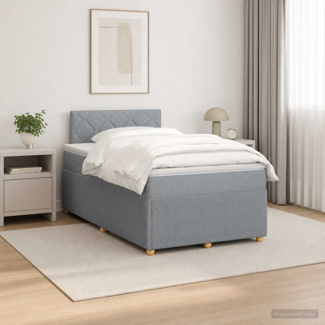 vidaXL Cama box spring con colchón Gris Claro 120 x 200 cm Tela