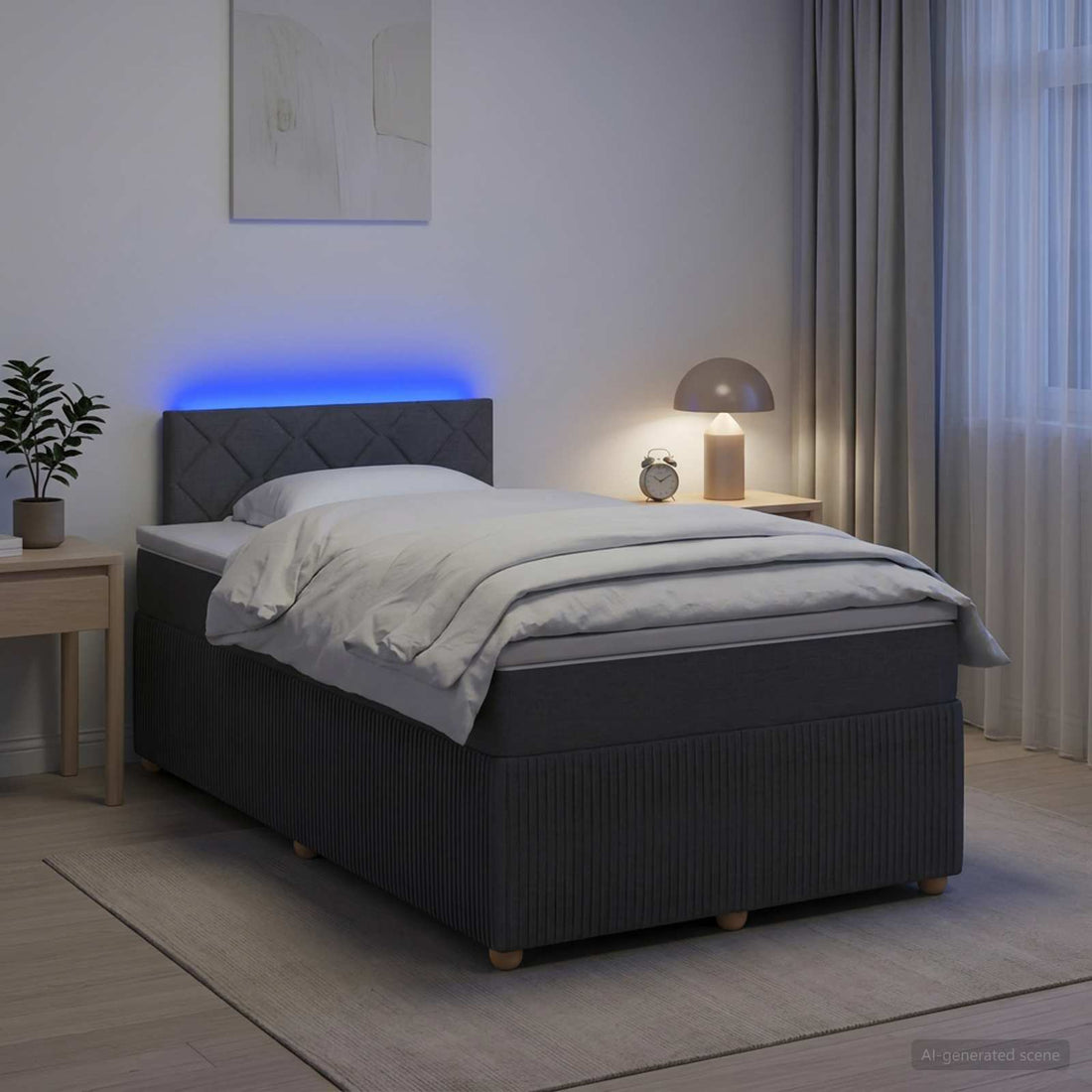 vidaXL Cama box spring con colchón Gris oscuro 120 x 190 cm Tela