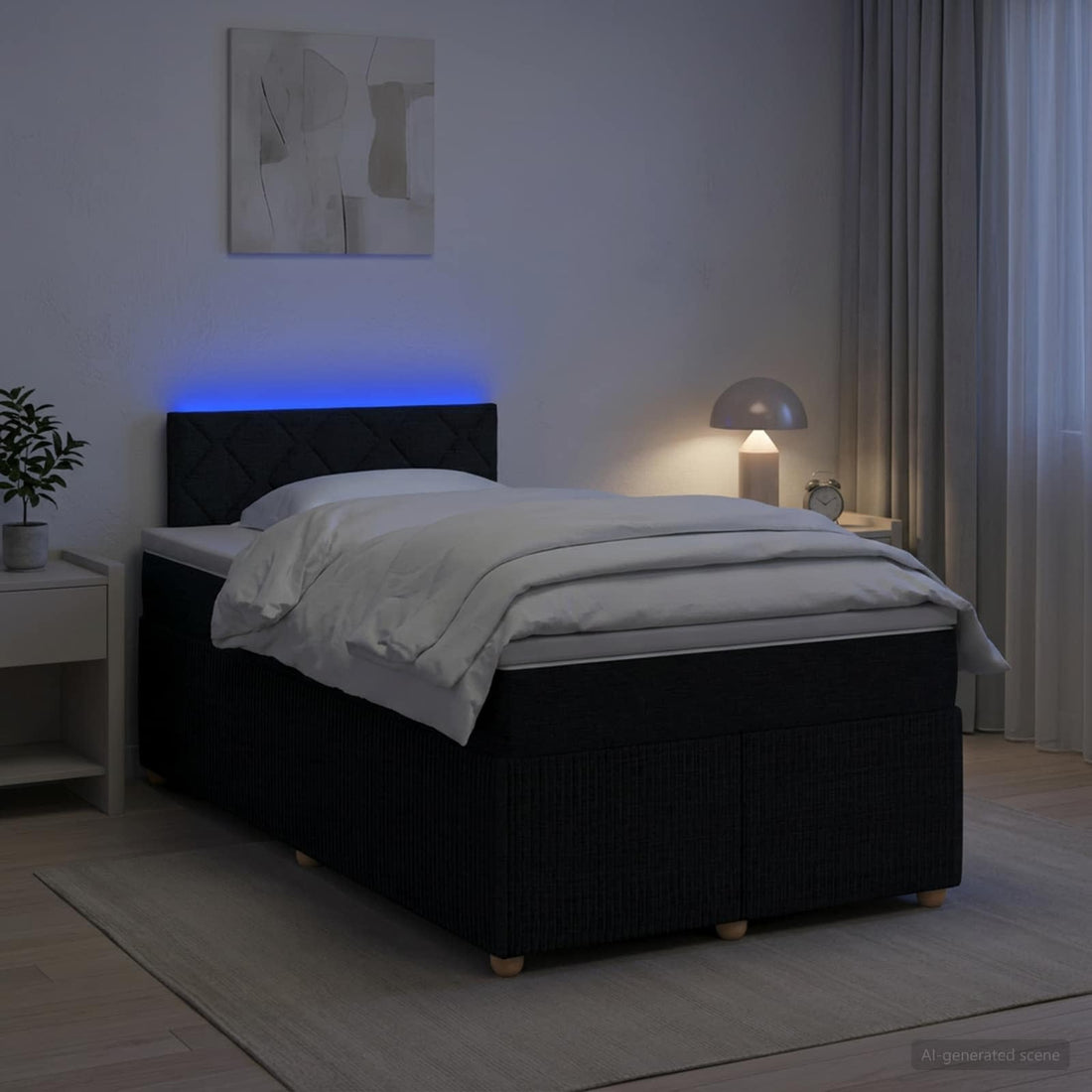 vidaXL Cama box spring con colchón Negro 120 x 200 cm Tela