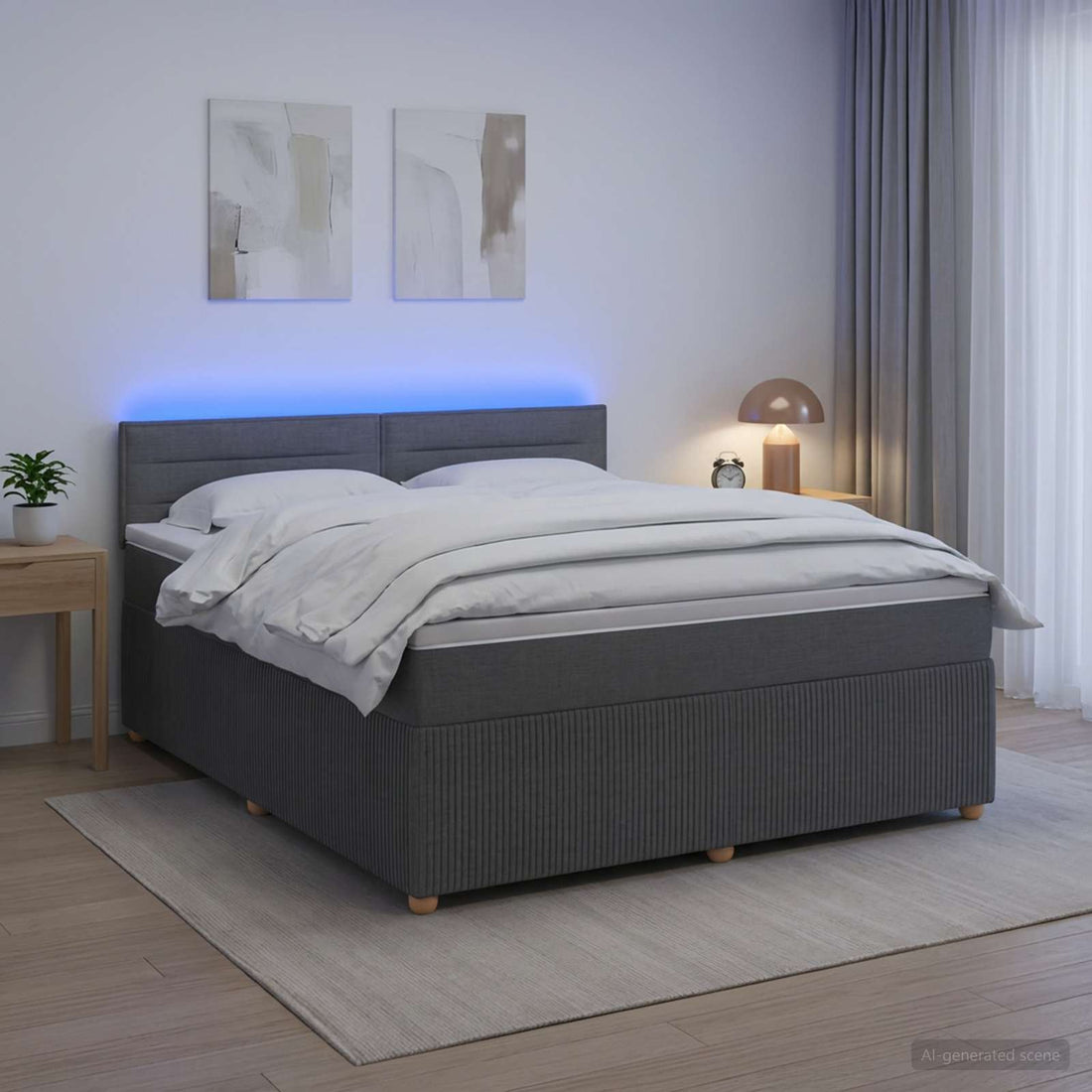 vidaXL Cama box spring con colchón Gris oscuro 140 x 190 cm Tela