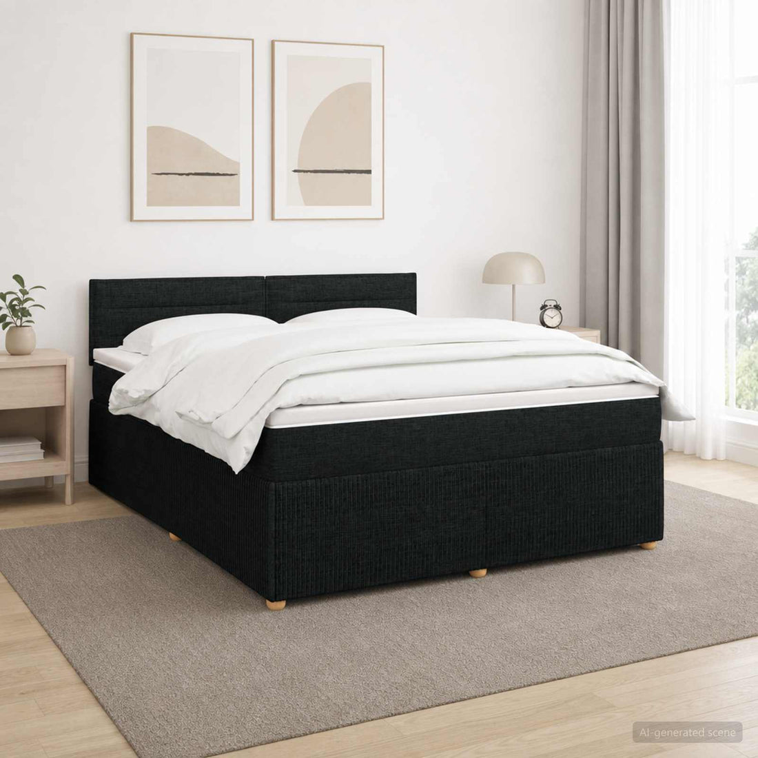 vidaXL Cama box spring con colchón Negro 140 x 190 cm Tela