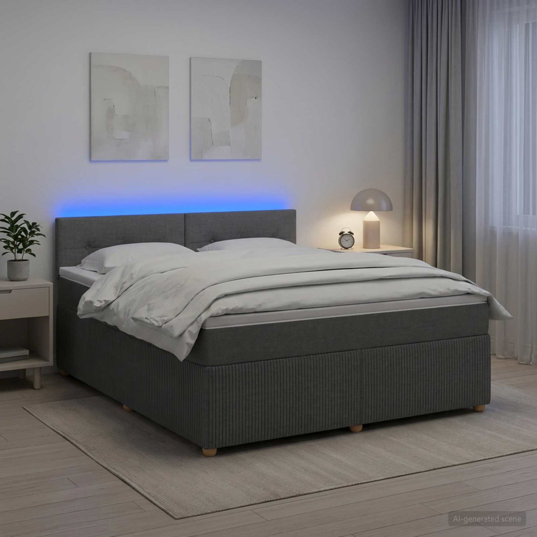 vidaXL Cama box spring con colchón Gris oscuro 140 x 190 cm Tela