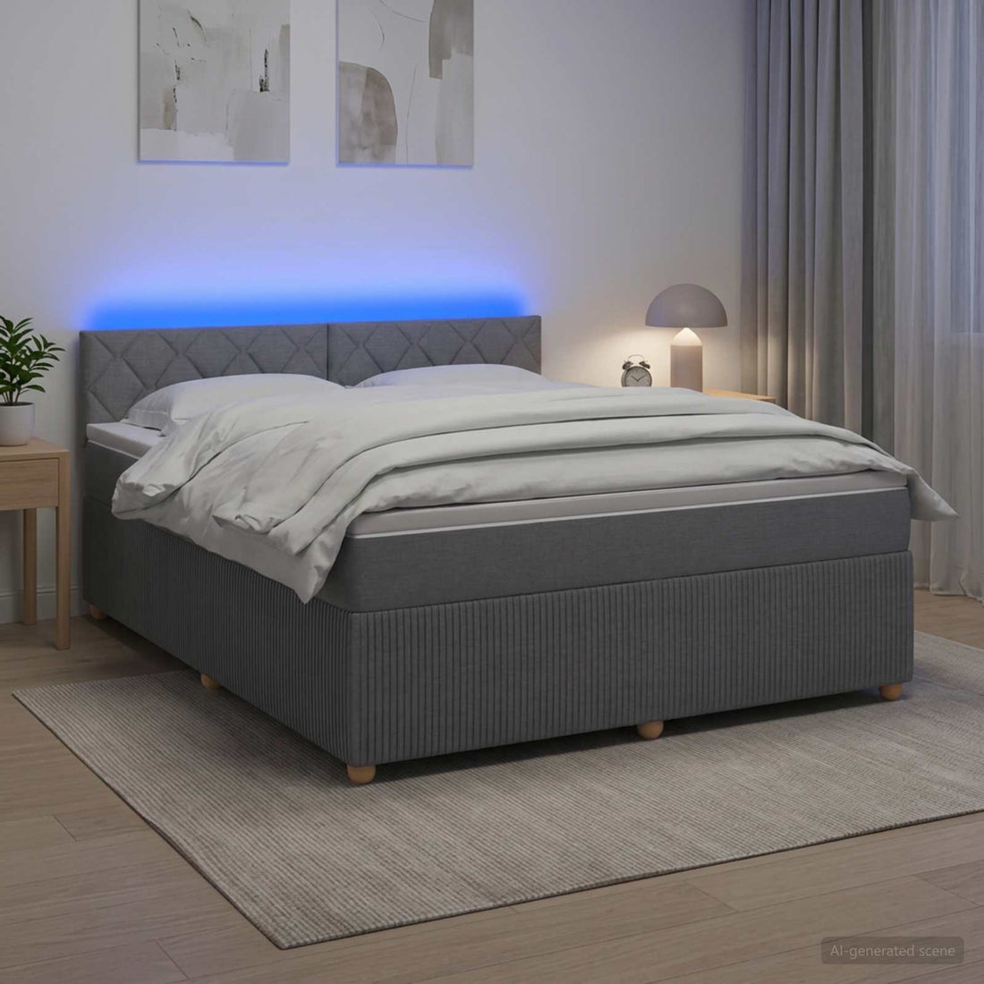 vidaXL Cama box spring con colchón Gris Claro 160 x 200 cm Tela