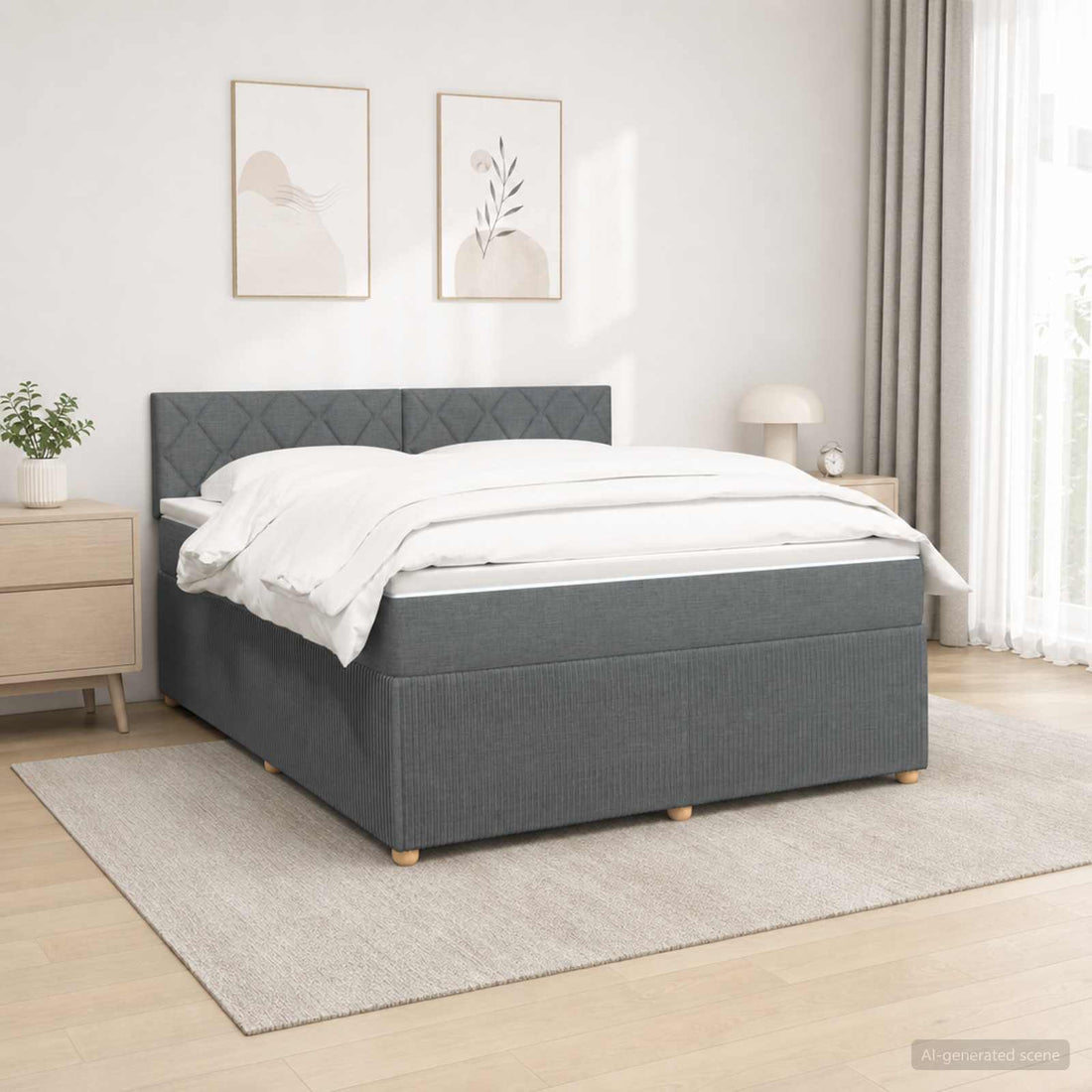 vidaXL Cama box spring con colchón Gris oscuro 140 x 200 cm Tela