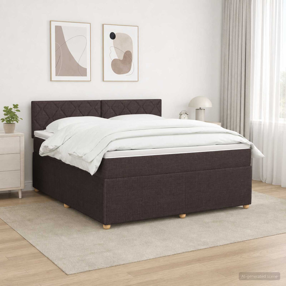vidaXL Cama box spring con colchón Marrón Oscuro 140 x 190 cm Tela