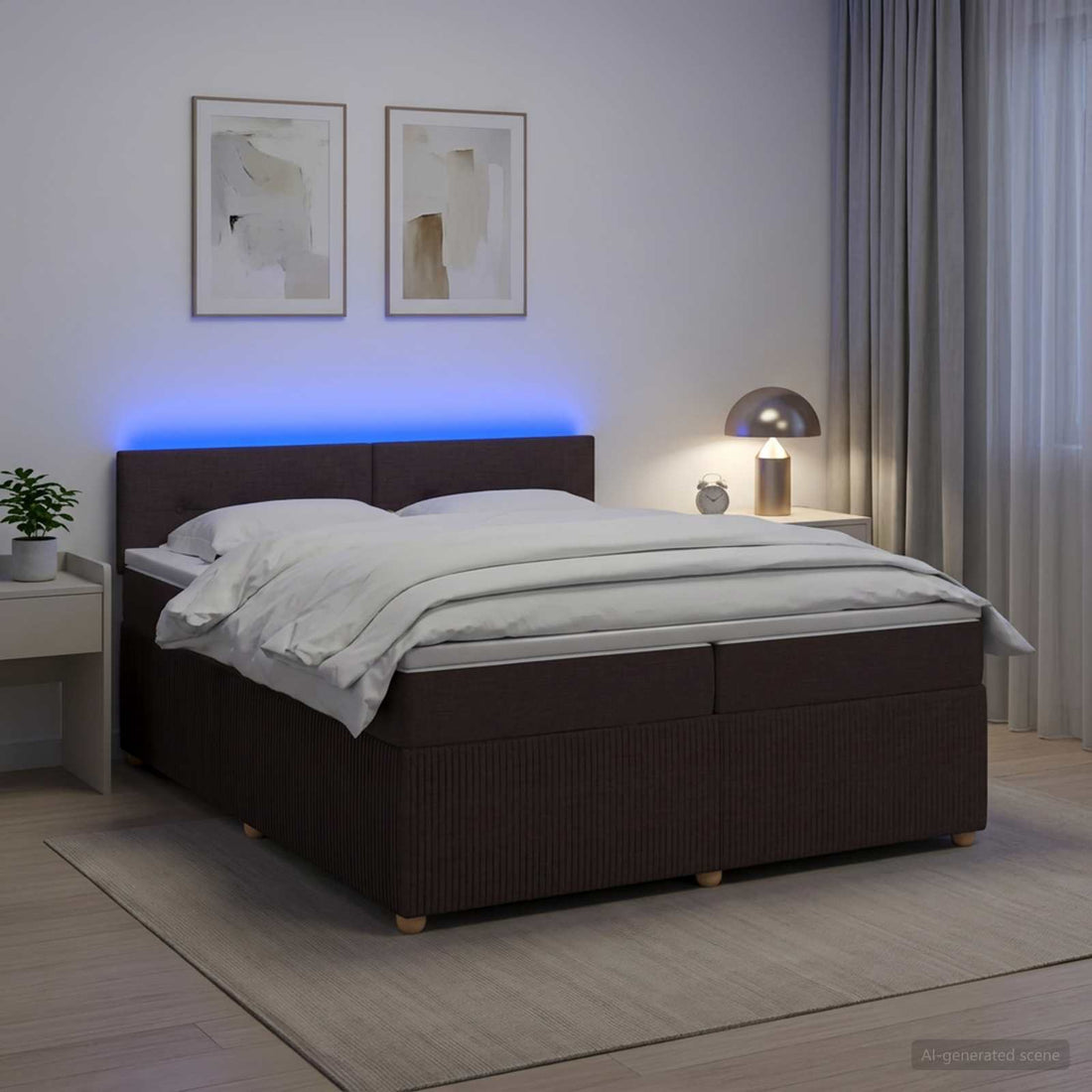 vidaXL Cama box spring con colchón Marrón Oscuro 200 x 200 cm Tela