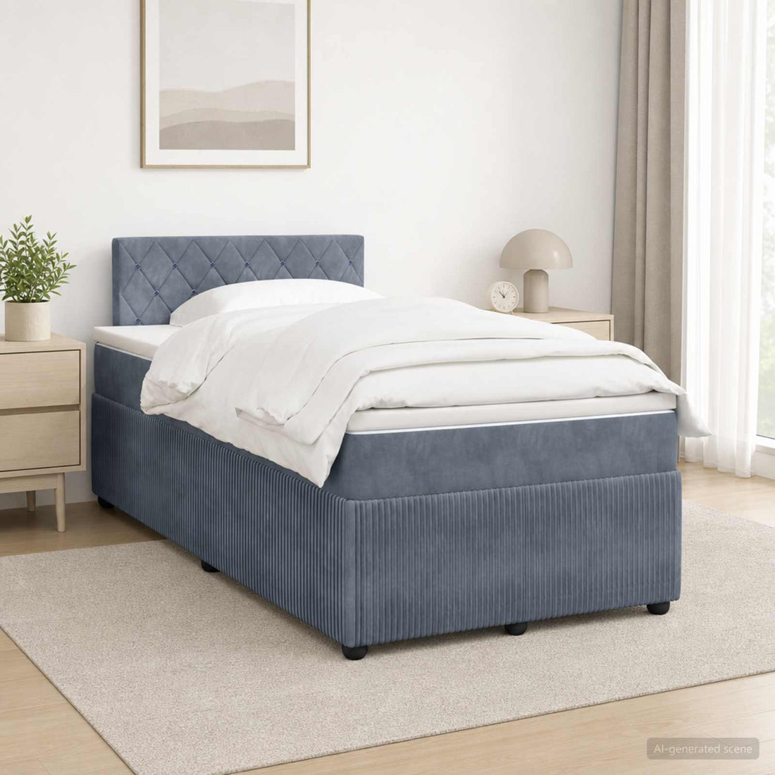 vidaXL Cama box spring con colchón Gris oscuro 120 x 190 cm Terciopelo