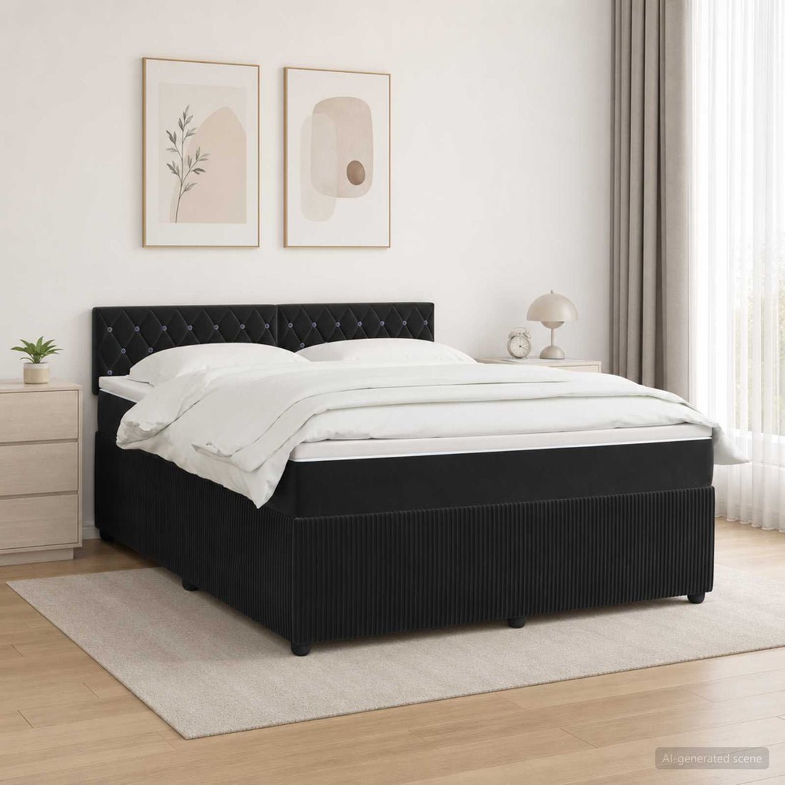 vidaXL Cama box spring con colchón Negro 140 x 200 cm Terciopelo