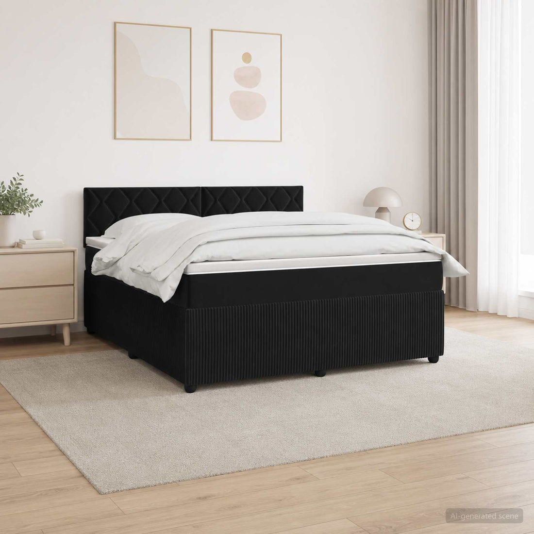 vidaXL Cama box spring con colchón Negro 140 x 200 cm Terciopelo