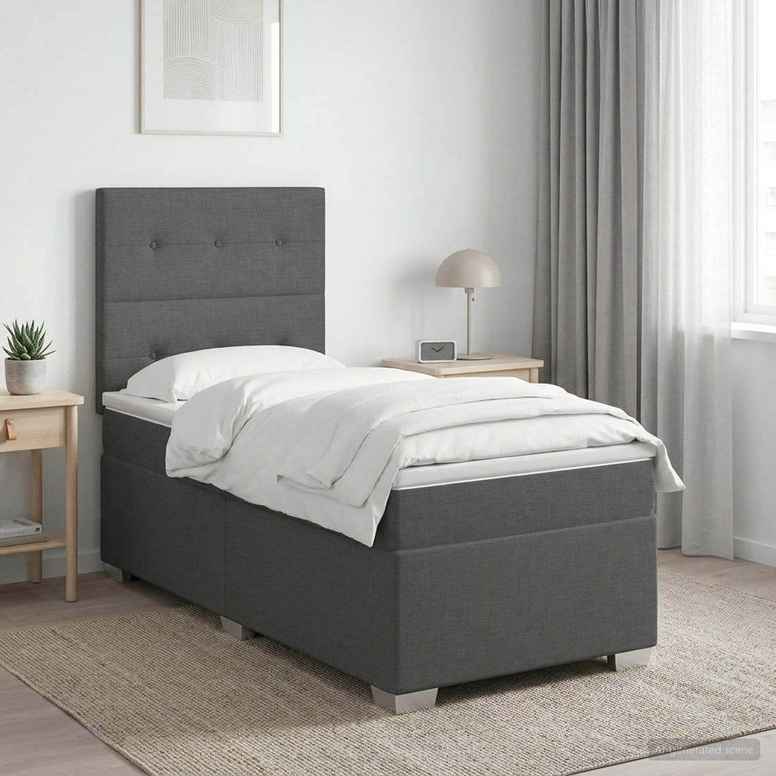 vidaXL Cama box spring con colchón Gris oscuro 100 x 200 cm Tela