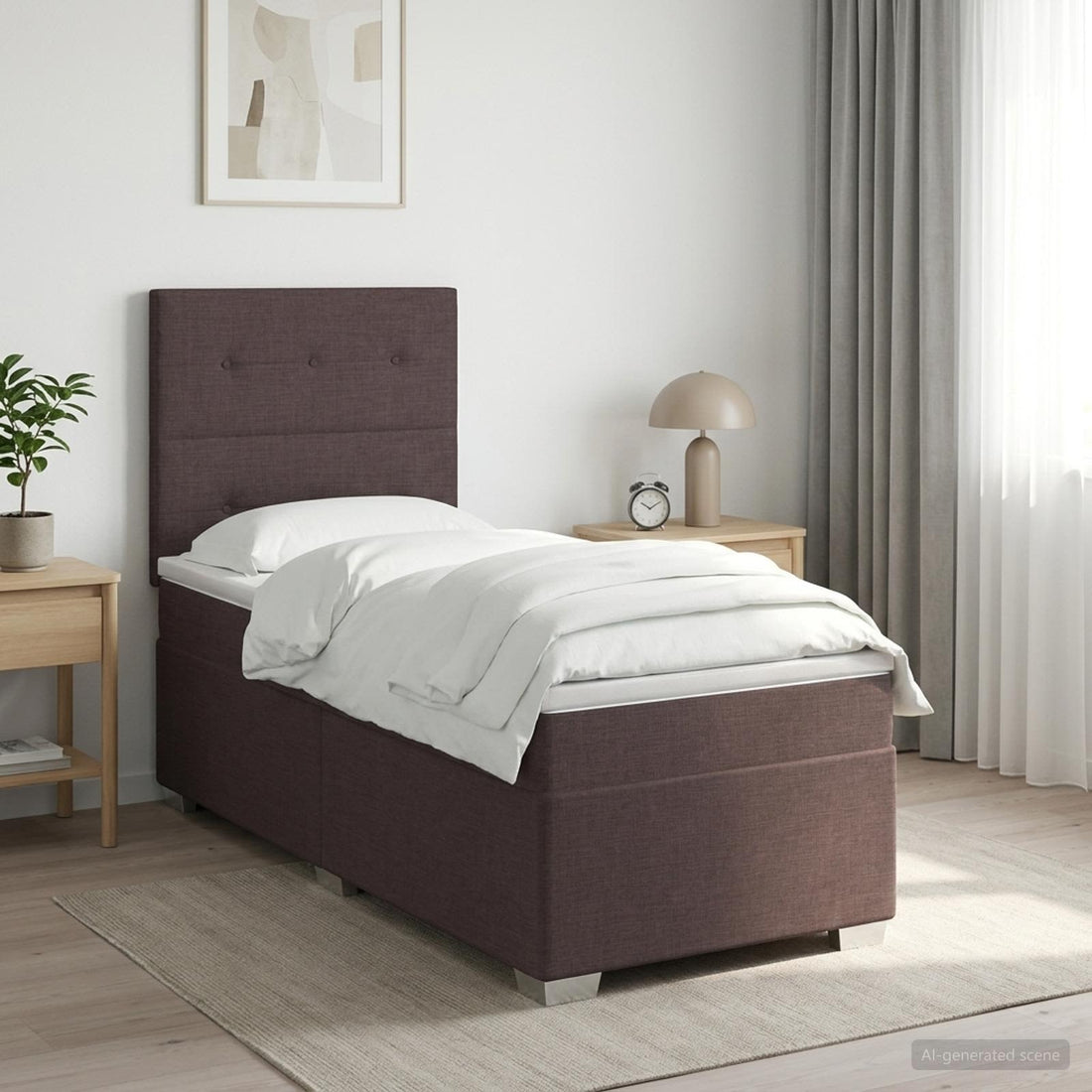 vidaXL Cama box spring con colchón Marrón Oscuro 90 x 200 cm Tela