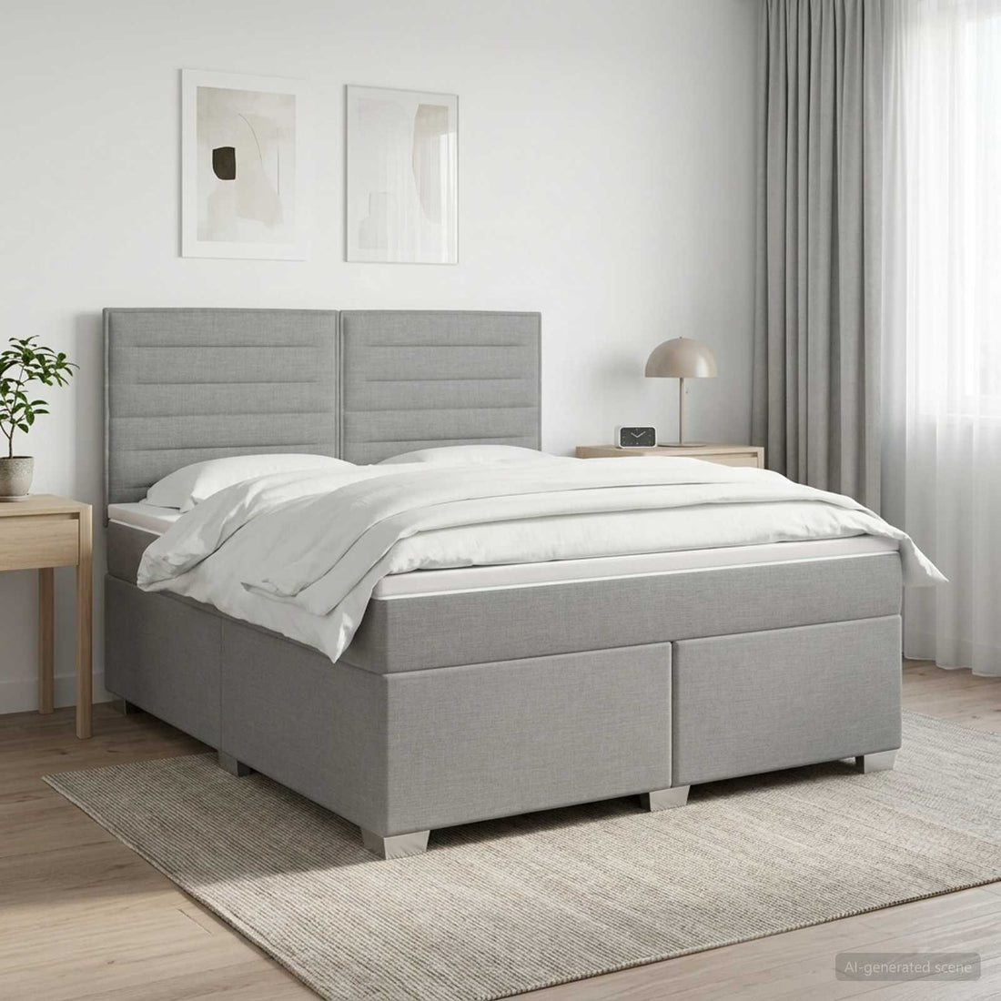 vidaXL Cama box spring con colchón Gris Claro 140 x 200 cm Tela