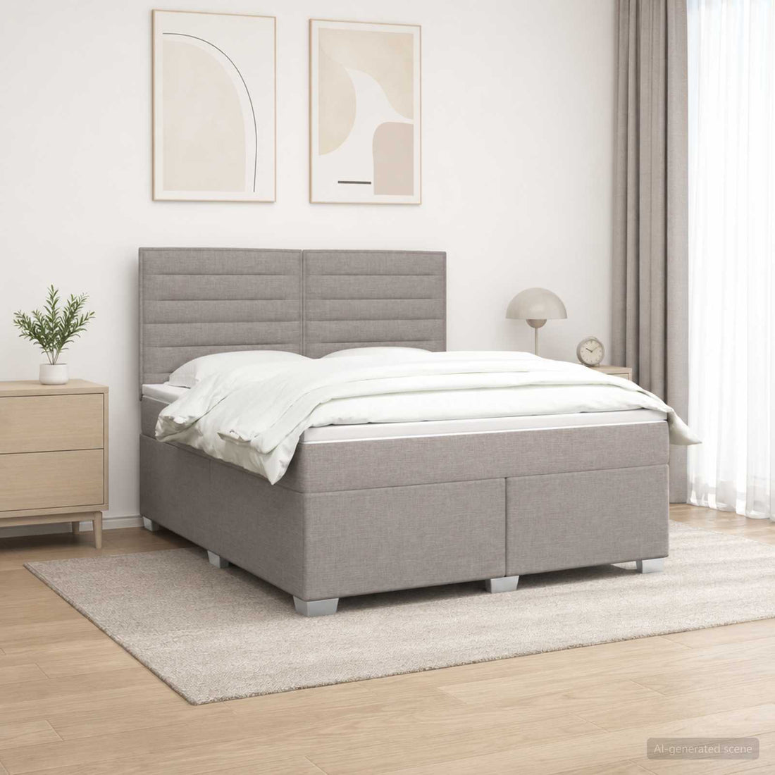 vidaXL Cama box spring con colchón Topo 140 x 190 cm Tela