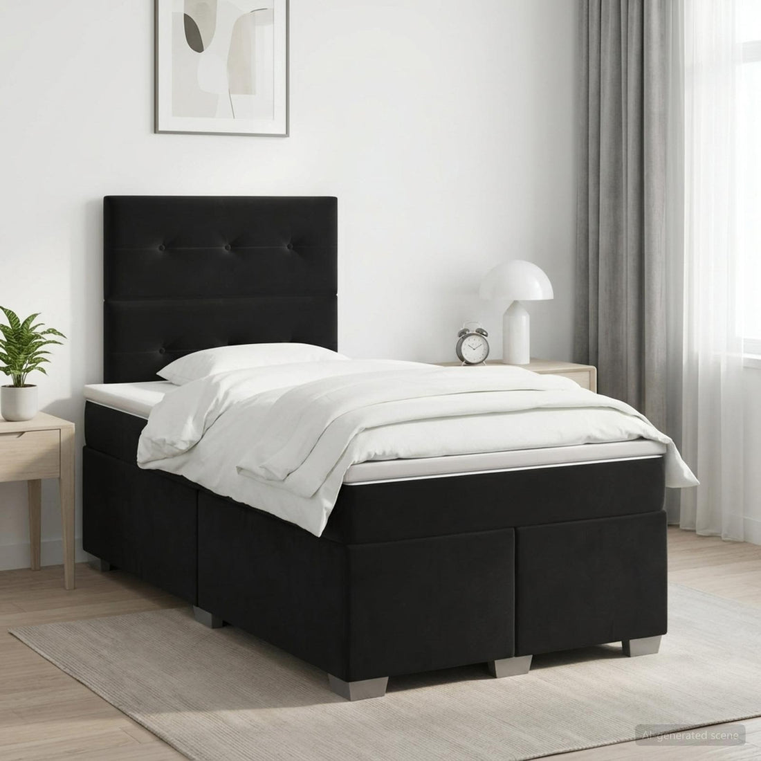 vidaXL Cama box spring con colchón Negro 120 x 190 cm Terciopelo