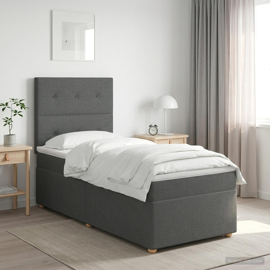 vidaXL Cama box spring con colchón Gris oscuro 80 x 200 cm Tela