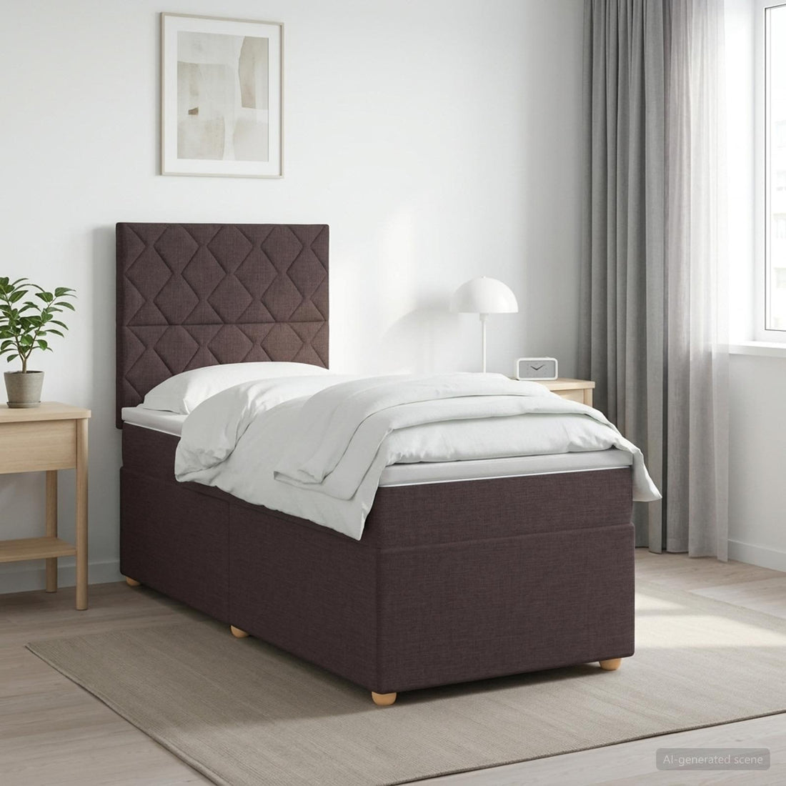 vidaXL Cama box spring con colchón Marrón Oscuro 90 x 200 cm Tela