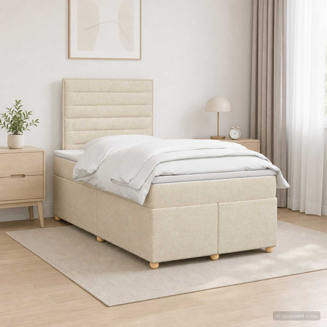 vidaXL Cama box spring con colchón Marrón Oscuro 120 x 200 cm Tela