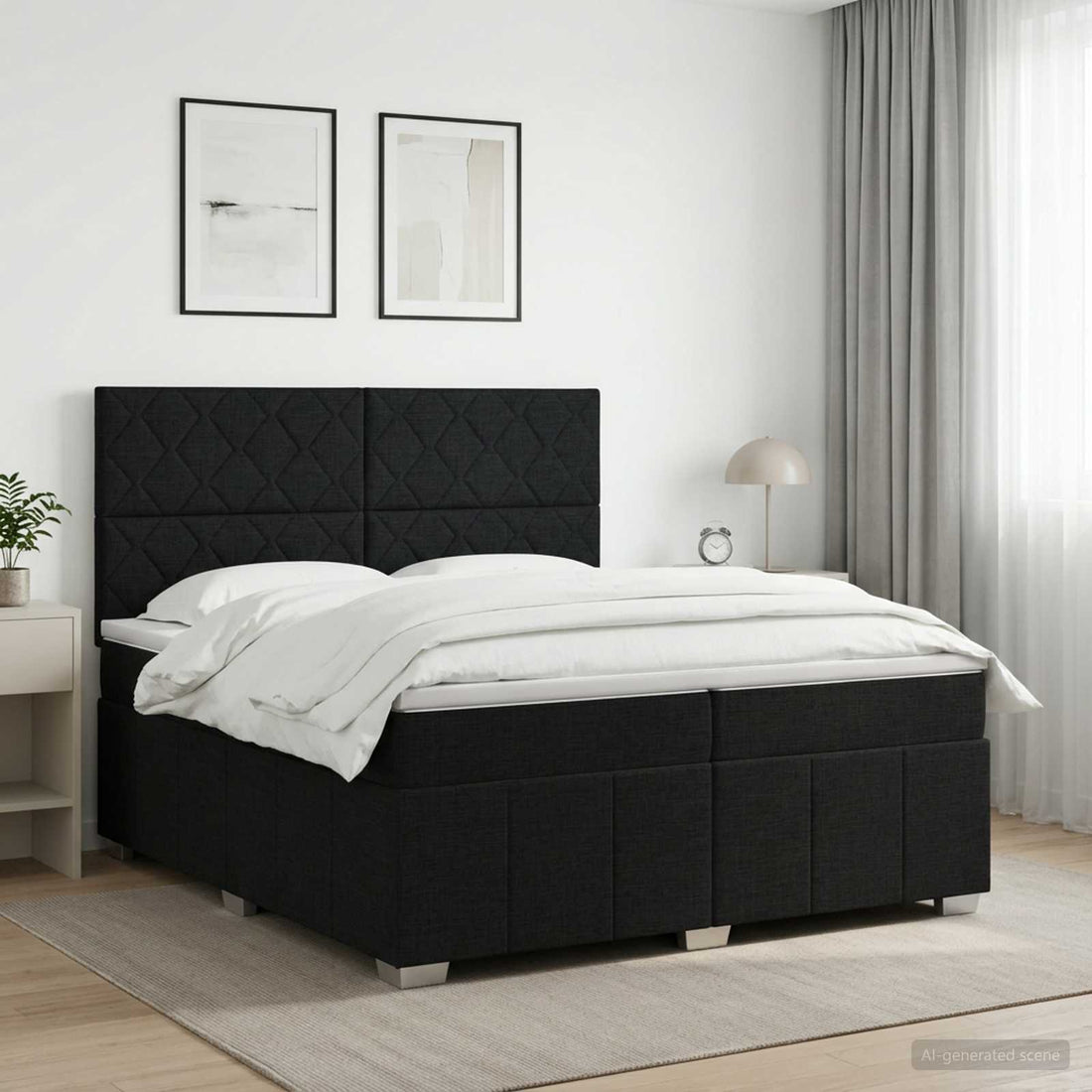 vidaXL Cama box spring con colchón Negro 200 x 200 cm Tela