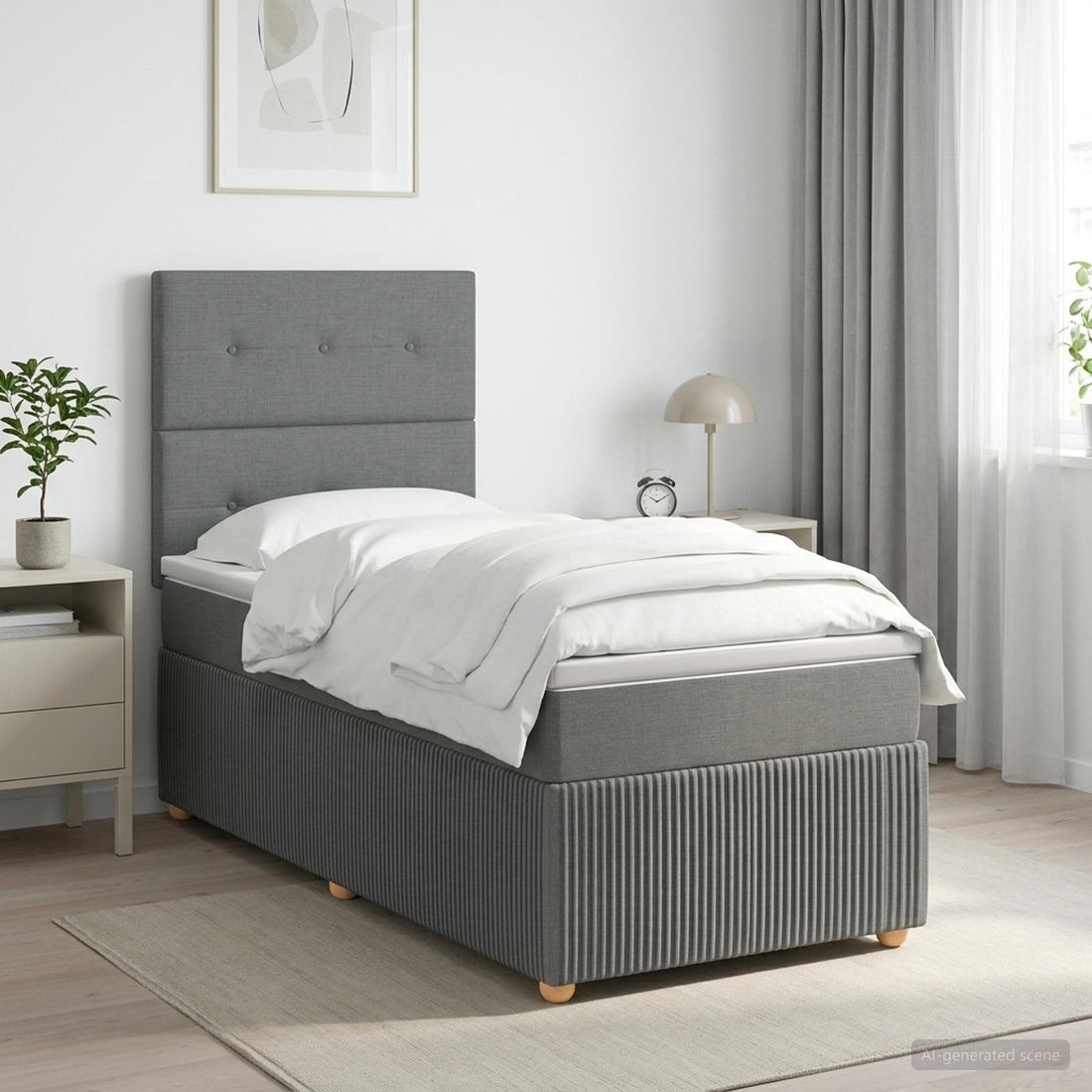 vidaXL Cama box spring con colchón Gris oscuro 100 x 200 cm Tela
