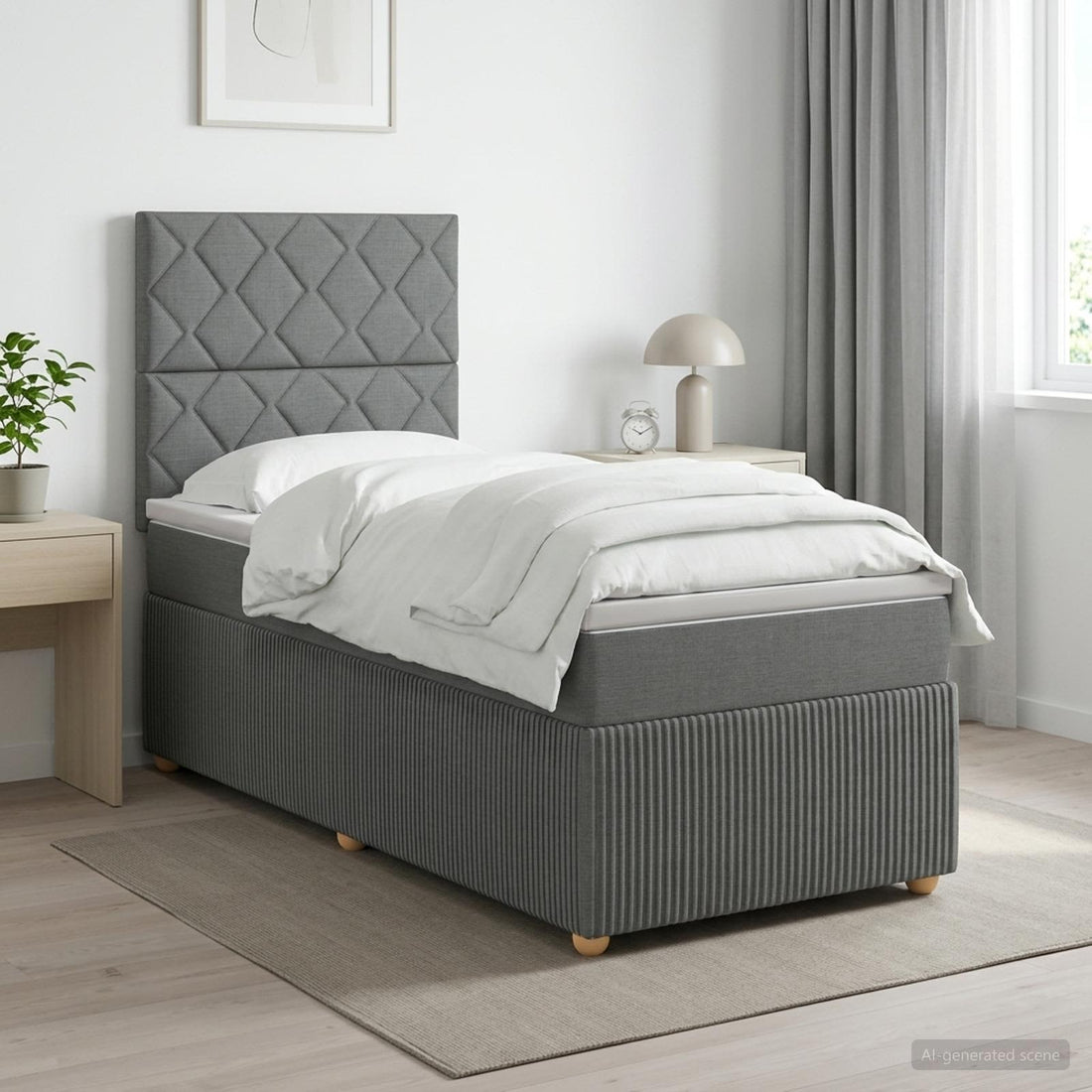 vidaXL Cama box spring con colchón Gris oscuro 100 x 200 cm Tela