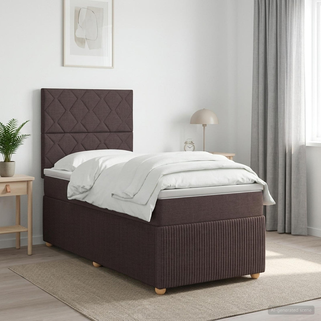vidaXL Cama box spring con colchón Marrón Oscuro 90 x 190 cm Tela
