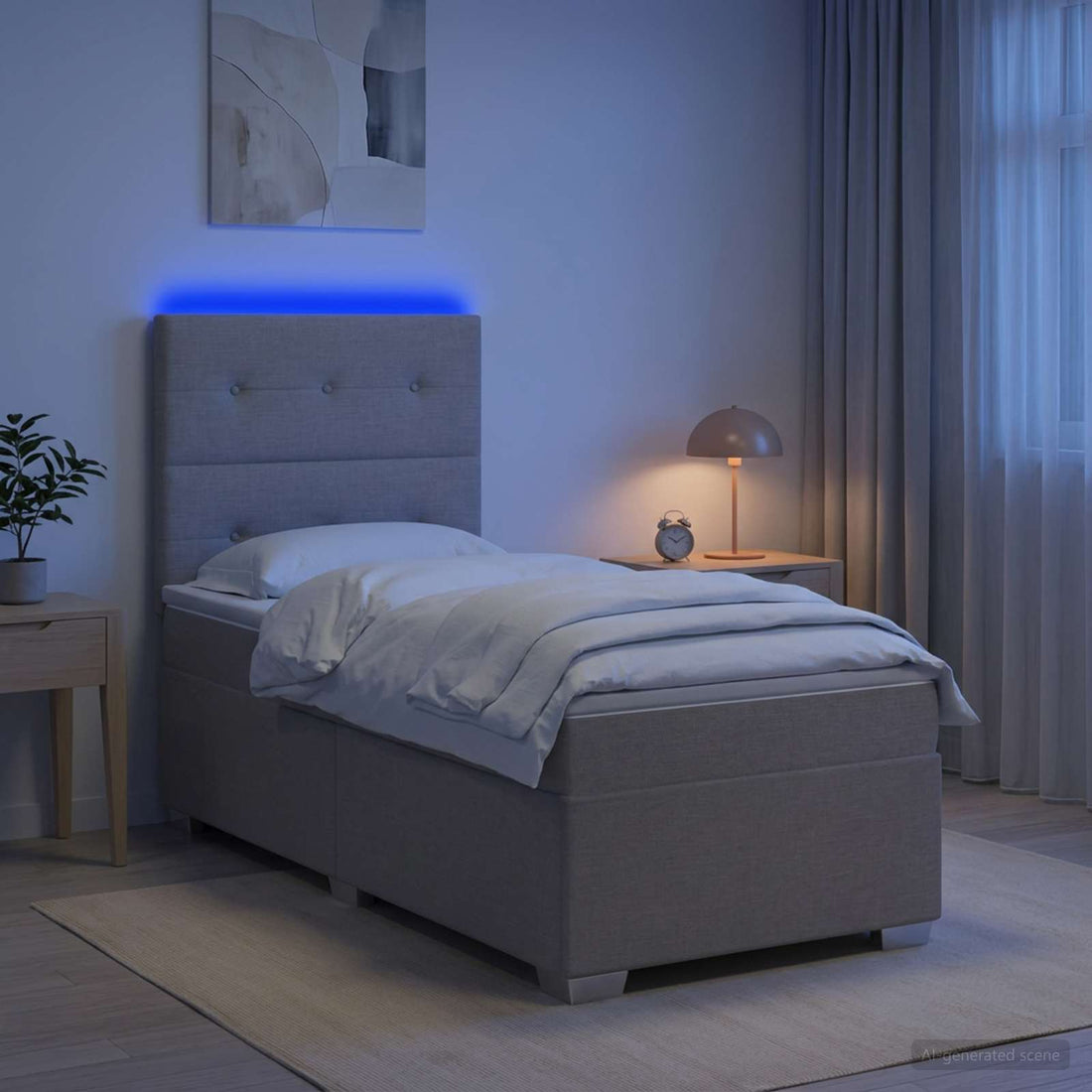 vidaXL Cama box spring con colchón con tiras LED Topo 80 x 200 cm Tela